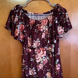 LuLaRoe CiCi Velvet Floral Mermaid Flutter Dress